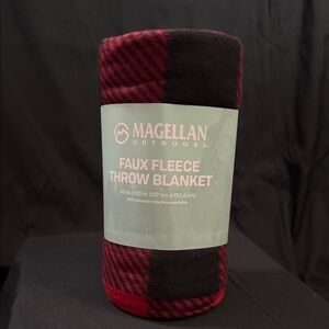 Magellan Outdoors Plaid Faux Fleece Blanket - Red and Black
